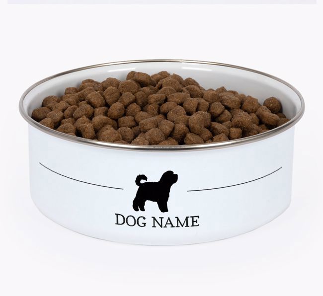 Silhouette: Personalized {breedFullName} Enamel Dog Bowl